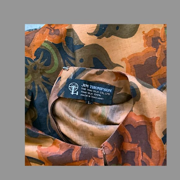 Jim Thompson Classic- Vintage 1970s Thai Silk Kaftan style formal gown Size L - Picture 11 of 14